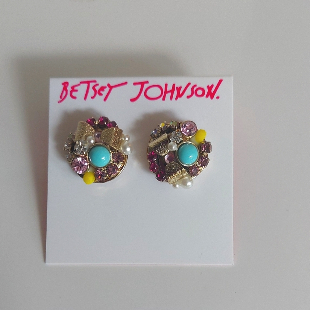 Betsey Johnson Blue and Pink Earrings